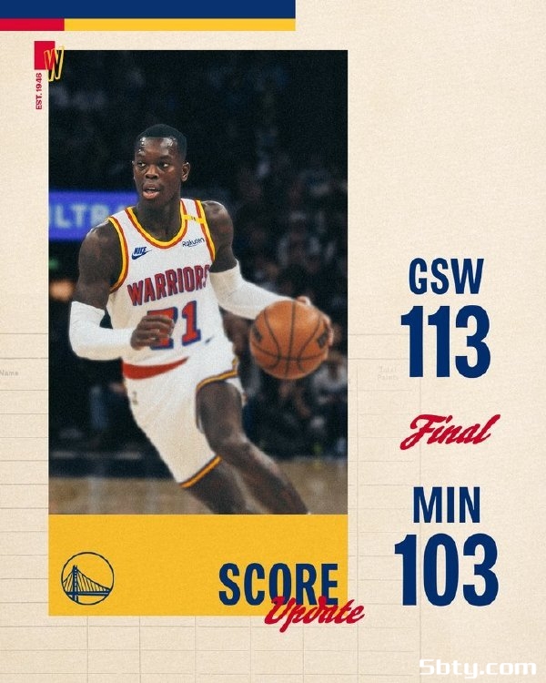 NBA常规赛：勇士113-103击败森林狼，库里31+10，戈贝尔18+12