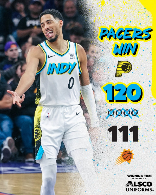 NBA常规赛：步行者120比111击败太阳，西亚25+18，杜兰特37+10+6