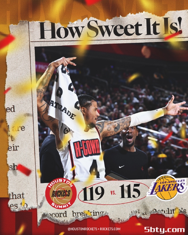 NBA常规赛：火箭119-115险胜湖人，杰伦-格林33分，詹眉空砍51分26板
