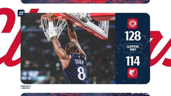NBA常规赛：快船128-114灰熊 贝恩23+6+3，莱昂纳德25+5、哈登18+8+10