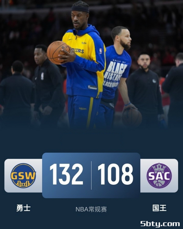 NBA常规赛：勇士132-108大胜国王，库里20+6，德罗赞34+4+6