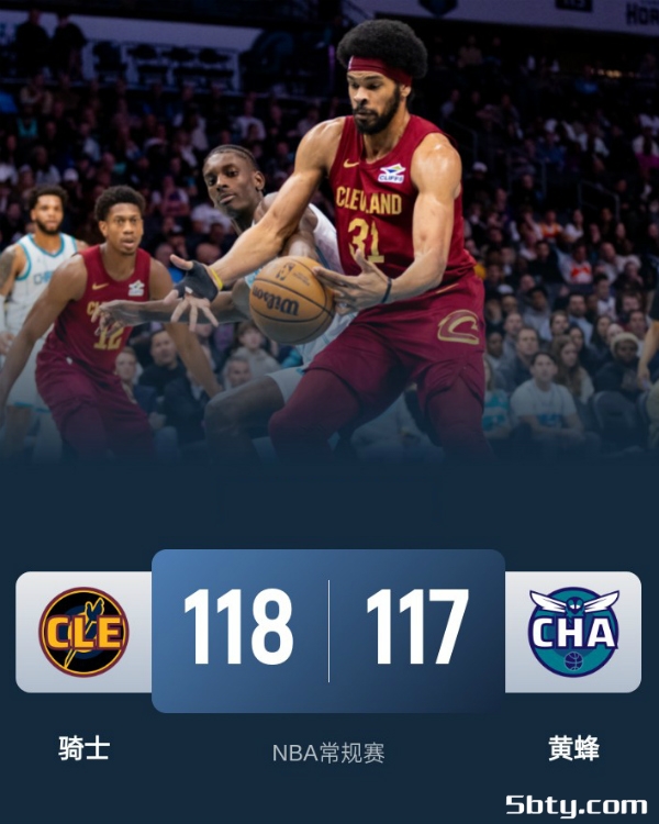 NBA常规赛：骑士118-117险胜黄蜂，米切尔24分，布里奇斯空砍46分