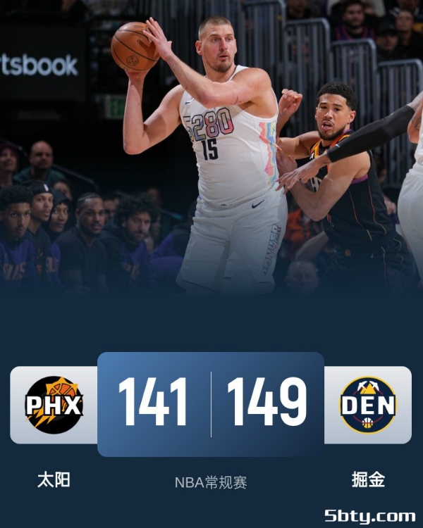 NBA常规赛：掘金149-141战胜太阳，约基奇31+21+22，杜兰特29+9+5