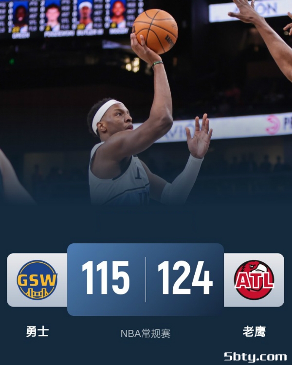 NBA常规赛：勇士115-124不敌老鹰，特雷杨25+5+10，巴特勒25+4+8
